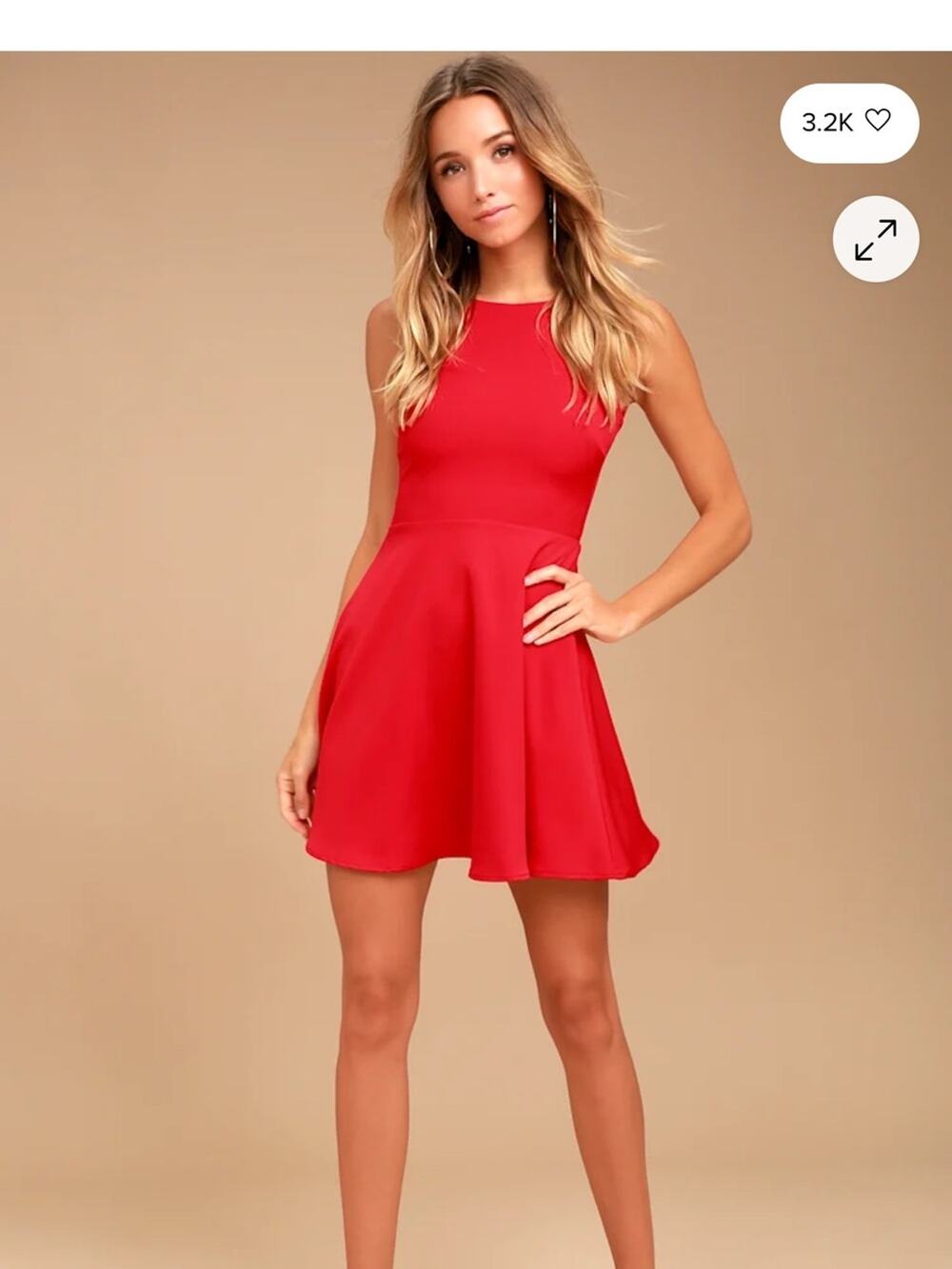 Lulus Just Us Red Skater Dress Size Medium